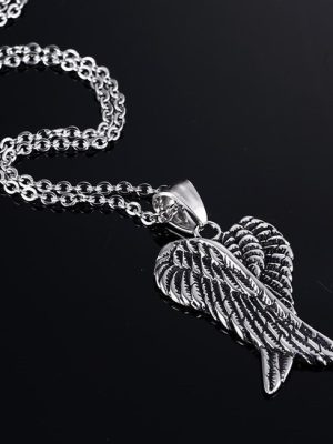 Geometric Cross Chain Angel Feather Necklace Metal Chain Vintage Pendant Ornaments