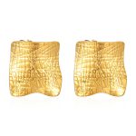 color: Square Random Texture Earrings Gold MS-513