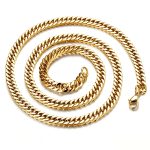 Design Hip Hop Necklace Encryption Double Buckle Thick Four-Side Grinding Chain Stainless Steel 18K Gold Plating Cuban Link Chain Light Luxury