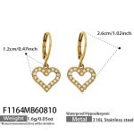 color: F1164-Heart Zircon Gold Earrings