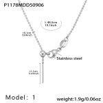 color: P1178-1 Steel Color Round Bead Necklace 49cm