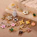 All-Match Multicolor Flower Pendant Hanging Ornament Diamond Four-Leaf Clover Modeling DIY Jewelry Accessories