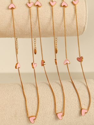 Single Product Design Grid Heart-Shaped Necklace Personalized Clavicle Chain Necklace Daily Commuter Style