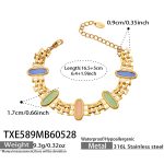 color: TXE589-Mixed Color Cat's Eye Stone Gold Bracelet -16.5+5cm
