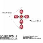 color: D455-Red Zircon Cross Steel Color Pendant