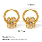 color: EH836WERG White Rhinestone Gold Earrings