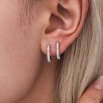 Stainless Steel 14mm Super Flash Zircon Earclip Earrings Earrings Women's Non-Fading Light Luxury Commuter Ornament