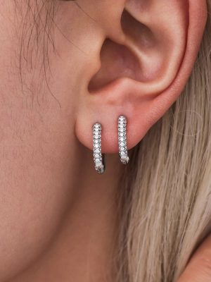 Stainless Steel 14mm Super Flash Zircon Earclip Earrings Earrings Women's Non-Fading Light Luxury Commuter Ornament