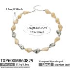 color: TXP600-Bone Color Resin Steel Color Necklace -44.5+5cm