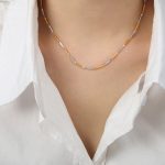 color: P404-Fine Style Gold-Steel Color Necklace -40+5cm-6g