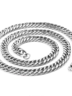 New Double Woven 6-Sided Grinding Japanese Buckle Jeans Button Stainless Steel Necklace Men's Bracelet