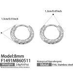 color: F1491-Steel Color Earrings -8mm Inner Diameter