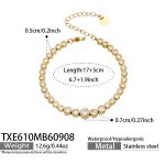 color: TXE610-White Zircon Gold Bracelet -17+5cm