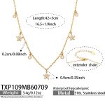 color: TXP109-Five-petal Flower Zircon Gold Necklace -42+5cm