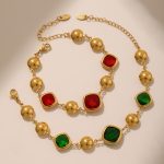 Super Shiny Cut Czech Glass Bracelet Light Luxury Temperament Stainless Steel Plated 18K Real Gold Jewelry Ornament