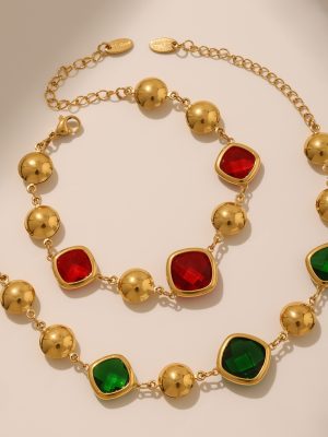 Super Shiny Cut Czech Glass Bracelet Light Luxury Temperament Stainless Steel Plated 18K Real Gold Jewelry Ornament