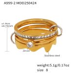 color: A999-2-Gold Zircon Three Layer Ring / size: US 8