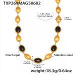 color: TXP269-Gold Black Opal Necklace 41+5cm