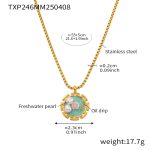 color: TXP246-Pink Color Rose Enamel Necklace 55+5cm