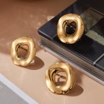 Irregular Curved Hollow Wafer Open Ring Exaggerated Catwalk Show Stainless Steel Ring