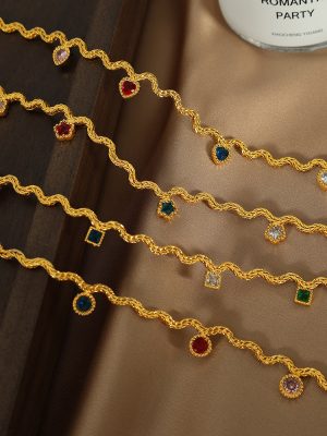 French Refined Zircon Necklace Female Tassel Color Light Luxury Clavicle Chain Cold Wave Chain