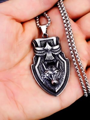 Ornament Accessories Wolf Head Flying Eagle Boys Stainless Steel Necklace Sweater Chain