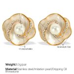color: EH660WEG White Rhinestone White Enamel Earrings