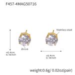 color: F457-Gold Zircon Stud Earrings -4mm