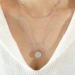 color: P058-Steel Color Double Layer Necklace