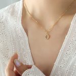 color: RP016-O Letter Gold Necklace 40+5cm