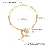 color: TXP268-Gold Heart OT Clasp Necklace 45cm