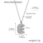 color: RP017-E Letter Steel Color Necklace 40+5cm