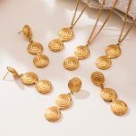 Minimalist Stainless Steel Thread Hoop Earrings Eardrops Clavicle Chain Elegant Jewelry Color Retention