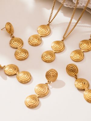 Minimalist Stainless Steel Thread Hoop Earrings Eardrops Clavicle Chain Elegant Jewelry Color Retention