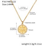 color: P367-Round Diameter 14mm Gold Necklace 41+5cm