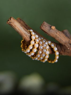 Elegant Stainless Steel Inlaid Shell Pearls Ring Light Luxury All-Match Female Ring Ornament