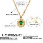color: P1521-Sunflower Green Glass Stone Necklace 40+5cm