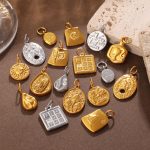 Retro Creative Shape Relief Multi-Pattern Pendant Personality Letter Plant Element Ornament Accessories