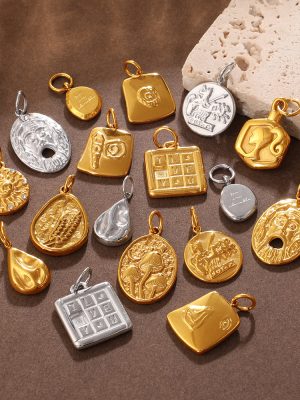 Retro Creative Shape Relief Multi-Pattern Pendant Personality Letter Plant Element Ornament Accessories