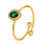 color: Oval Zircon Ring Green Rhinestone / size: Open Adjustable