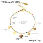 color: TXE224-Gold Heart Mixed Colors Zircon Bracelet