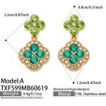 color: TXF599-A Style Green Zircon Gold Earrings