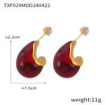 color: TXF029-Gold Ancora Red Color Earrings