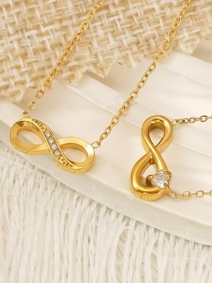 Elegant Sweet Art Diamond Digital Stainless Steel Clavicle Chain Personalized Necklace