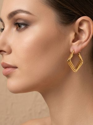 High-end stainless steel earrings, classic style, for commuting, woven bohemian lines, women's ear clip.