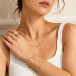 New Simple and Light Luxury Inlaid Zircon Stainless Steel Plated 18K Gold Bracelet Necklace Female Accessories Combination