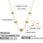 color: TXP545-A Gold Double Layer Flower Necklace