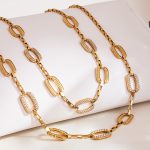 High Quality Long Block Full Rhinestone Zircon Hand Assembled Earring Bracelet Clavicle Chain Plated 18K Real Gold Jewelry