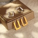 INS Retro Rectangular Stainless Steel Earrings for Women Ornament Vage Summer