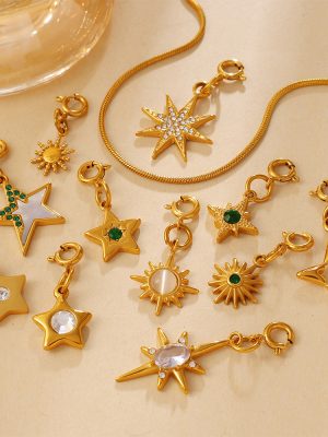 Personality Asterism XINGX Sun Jewelry Buckle Pendant Stainless Steel 18K Gold Plating DIY Ornament Accessories